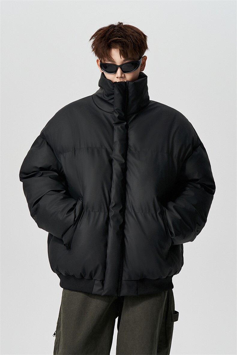 内景冬季ins韩版面包服男宽松保暖棉衣立领PU皮外套MF00756/P100,男装棉衣,电商B316