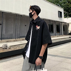 五分袖潮方领青春流行夏季男日常标准新款ins简约潮流文艺衬衫，男装衬衫，星座716-3