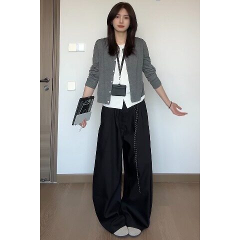 纯色西装裤简约高级感双褶长裤宽松休闲垂坠男女,男装西服套装,星座1210-1