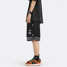 排扣腰果花假两件刺绣短裤大码M~5XLXZ604-DK800-P45控58，男装牛仔裤，星座604