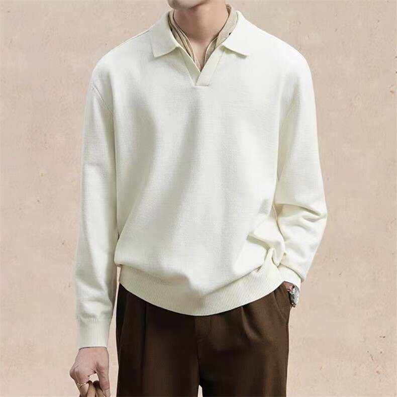 厚款毛衣翻领V领纯色毛衣针织衫G5730-P65,男装针织衫/毛衣,星座1012-1