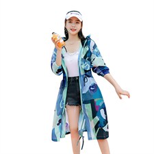 迷彩防晒衣女中长款2023夏新款长袖超仙透气防晒服过膝洋气薄外套，女装防晒衣，可可小西