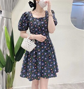 夏季新款印花连衣裙收腰显瘦图片