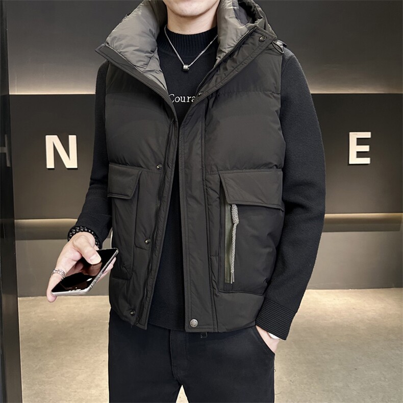 短款连帽马健男 休闲日系面包服保暖外套马甲背心M8082-P130图片