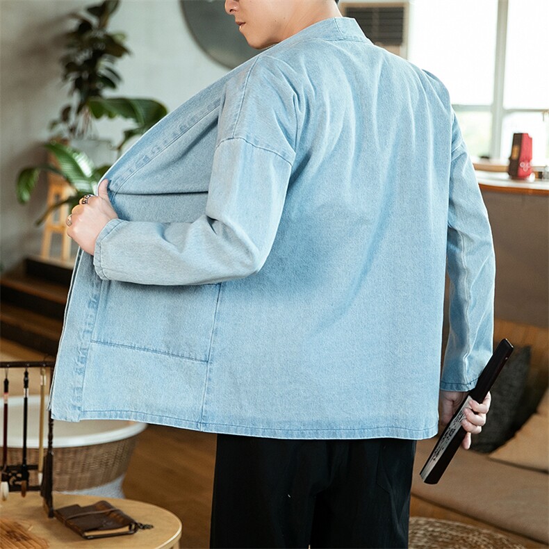 20秋冬大码汉服开衫道袍外套风复古和风男女情侣班服F16/P75，男装夹克，钱塘713