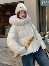 现货可推冬装2025超大狐狸毛90白鸭绒休闲羽绒服外套女，女装羽绒服，时尚风爆