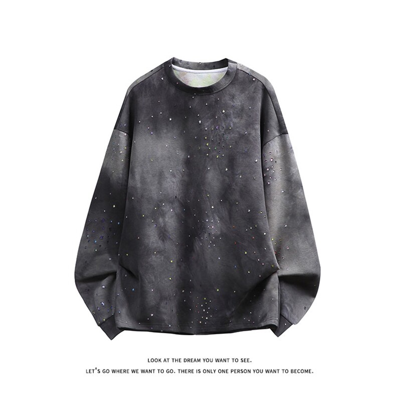 美式重磅扎染满天星长袖T恤男女同款潮高街宽松卫衣W4680-特价P50,男装T恤,电商A007