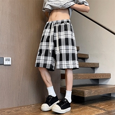 特批P26无差价夏季港风格子直筒短裤男休闲宽松五分短裤DK5827，男装休闲裤，电商A001