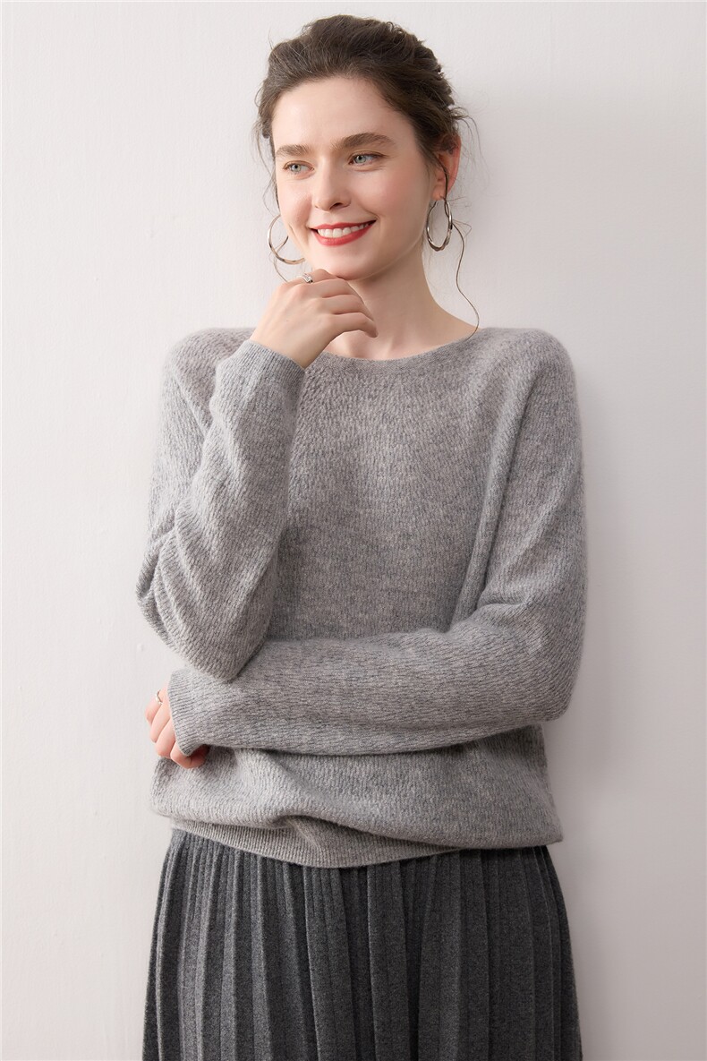 超软糯~秋冬新款圆领山羊绒衫女宽松慵懒套头毛衣无缝针织打底衫,针织衫/毛衣,暖绒情旗舰店