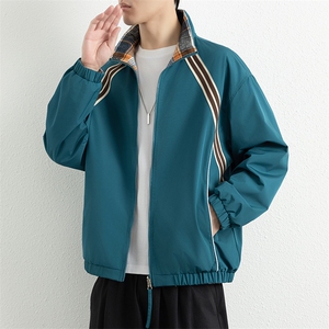 双面穿条纹格纹美式夹克男款秋季运动立领外套FY6226-P85,女运动装冬搭配图片