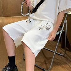 K9071/P25夏季新款新中式风格刺绣冰丝短裤男宽松五分裤男中裤子，男装牛仔裤，电商A141