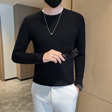 店主风小伙秋冬男纯色圆领套头针织长袖毛衣男士301A-1/M63/P38，男装针织衫/毛衣，星座301A-1