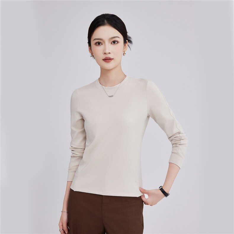 2025年秋季新款圆领针织女士卫衣时尚休闲通勤百搭，女装针织衫/毛衣，硕诚羊绒