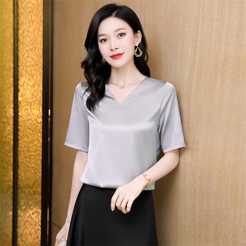 重磅真丝衬衫女2025夏新款半袖小衫气质桑蚕丝高端大牌小个子上衣,女装衬衫,阿舍尔精品
