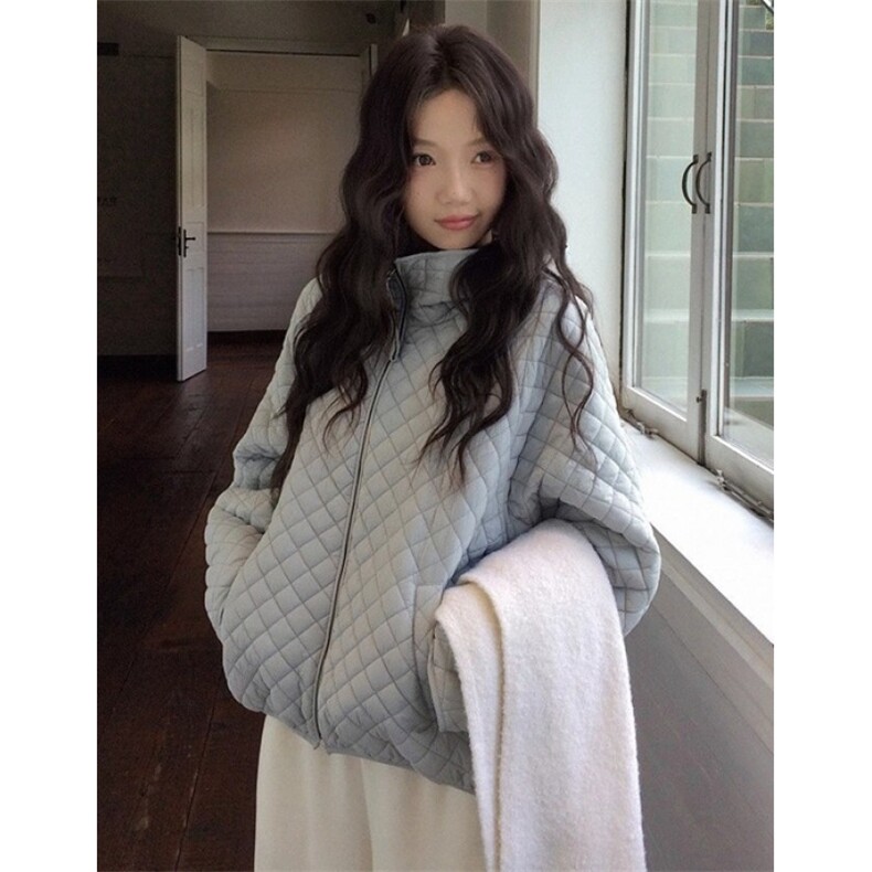 菱格纹白色连帽羽绒棉服女冬季短款休闲加厚棉衣外套M211,男装棉衣,星座1116A（原606A-3）