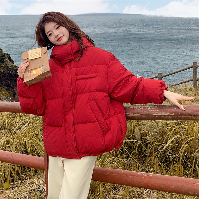 本命新年红色短款羽绒服女2024冬季新款韩系小个子时尚白鸭绒外套,女装羽绒服,辉之琳