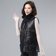 冬装2021新款宽松无袖韩版气质仿羊羔绒拼接夹棉马甲，女装大码女装，奕阳依阁