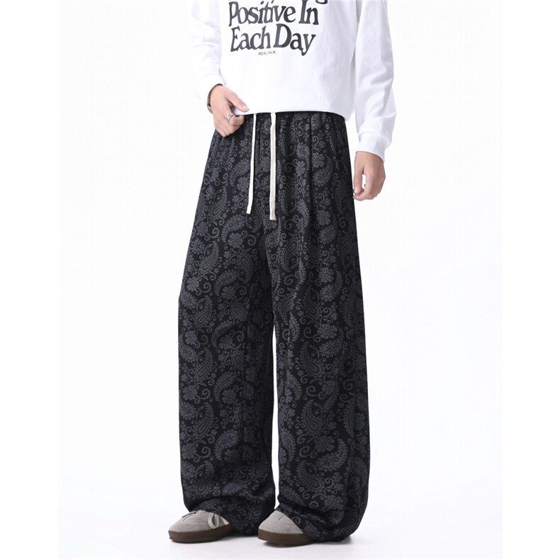 2026春装新款个性印花宽松百搭休闲裤男士垂感长裤K9960-特P38，男装休闲裤，电商A006