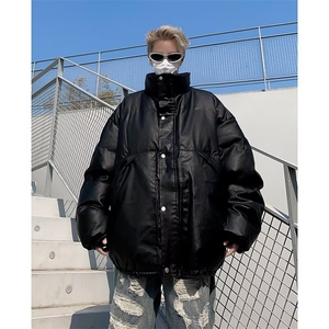 皮棉服男秋冬季加厚保暖宽松立领文艺青少年拉链宽松型W163/P90图片