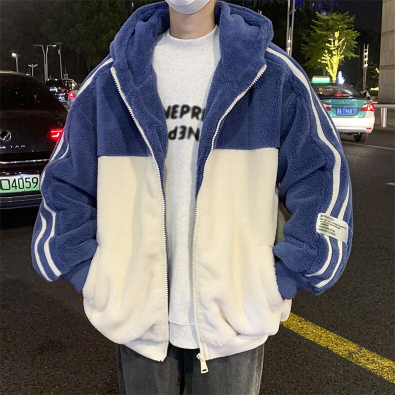 冬季情侣装羊羔绒外套棉服美式休闲棉袄连帽棉衣男款 W6524-P60图片