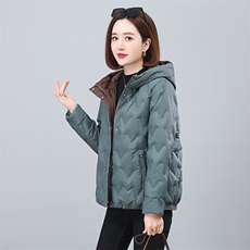 2023年冬季气质撞色时尚休闲连帽羽绒服，女装羽绒服，依恋蒂丝