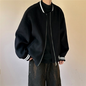 现货羊毛呢料外套男宽松休闲棒球服A351-AJ2641-P115控188图片