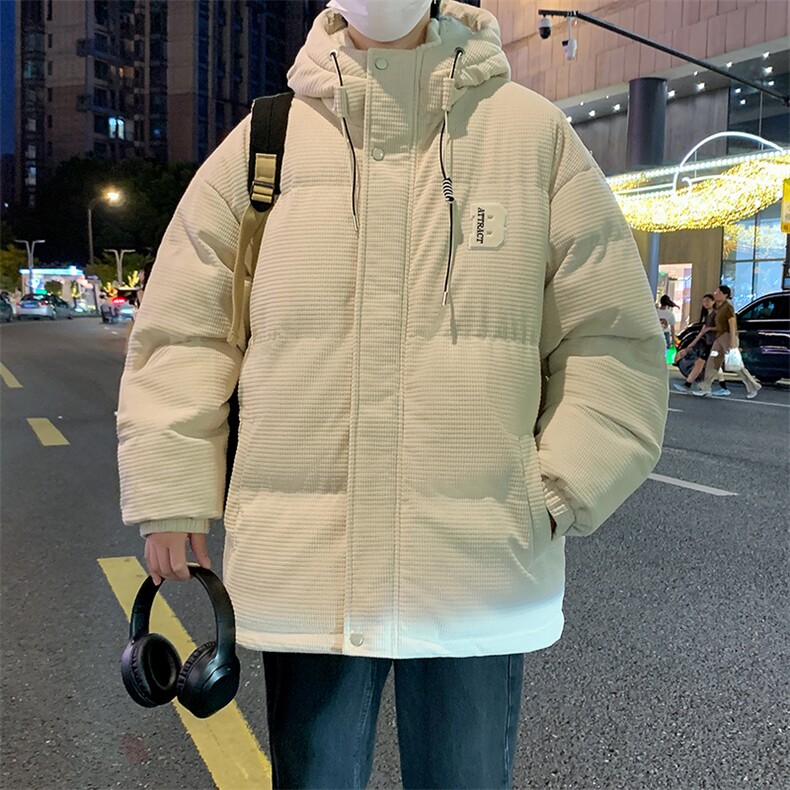 冬季青少年灯芯绒连帽棉衣潮牌羊羔毛加绒加厚棉服外套5305-P85,男装棉衣,电商B306