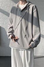 连帽卫衣男春季新款港风宽松华夫格大码长袖套头上衣CH59-P38，男装卫衣，星座214-3