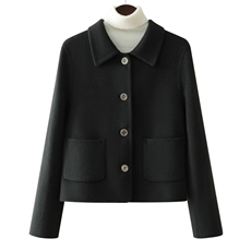韩版时尚纯色简约百搭驼绒大衣优雅气质修身显瘦外套，女装双面呢大衣，黛娇羊绒