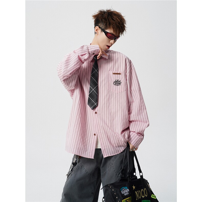 现货CS1163-特P53新款百搭条纹大码男衬衫,男装衬衫,电商A059