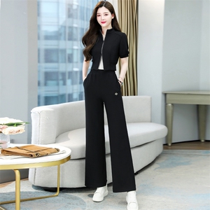 休闲时尚运动套装女2024春秋新款时尚气质女神范坠感阔腿裤两件套图片