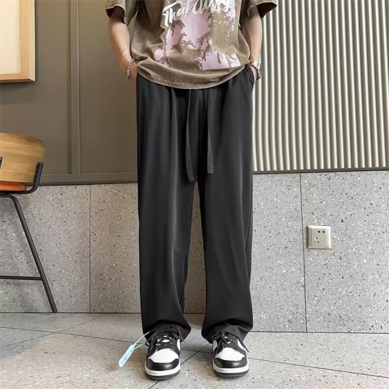 男夏季垂感西裤高级感直筒宽松休闲长裤潮牌薄款西装裤K07009-P24,男装休闲裤,星座308B-2