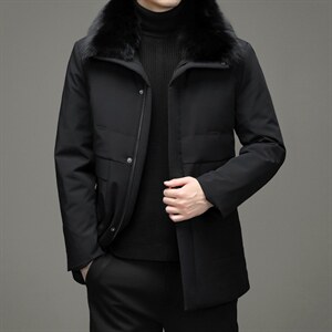 新款休闲兔皮毛内胆羽绒服可脱卸狐狸毛毛领外套上衣HM2382-P630,男装羽绒服,电商B212（原钱塘6029）