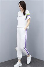 2021年夏季新款女装休气质休闲撞色绣花字母时尚套装两件套，女装套装/套裙，瑶迪依秀
