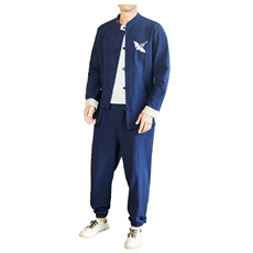风唐装盘扣刺绣夹克中式居士服宽松大码汉服套装男A818-P115，男装夹克，钱塘788(原4013)