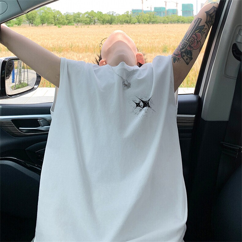 可48小时发货支持抖音得物来样二开240克重磅美式纯棉背心无袖t恤,男装T恤,电商A486