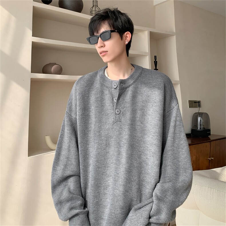 B405P65秋冬复古百搭时尚圆领毛衣男高街潮流宽松慵懒,男装针织衫/毛衣,星座512-6