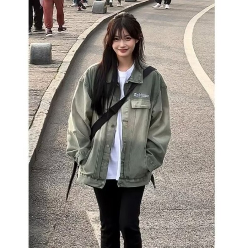 JK8898-P57美式渐变牛仔外套男春秋季高街潮牌复古宽松潮流,男装工装外套,电商B323A