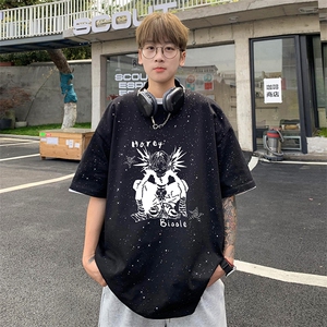 量大优供抖音视频 支持得物配合二开美式满天星亮片短袖T恤MTX396图片