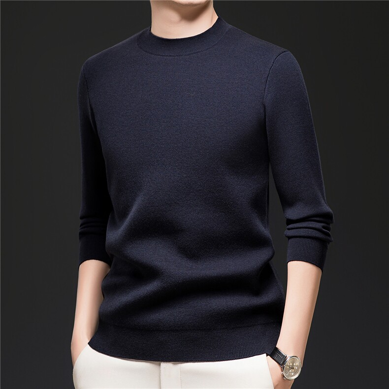 Z5273男式2025年秋冬新款长袖针织衫圆领纯色打底衫毛衣，男装T恤，电商B360A（原721A）