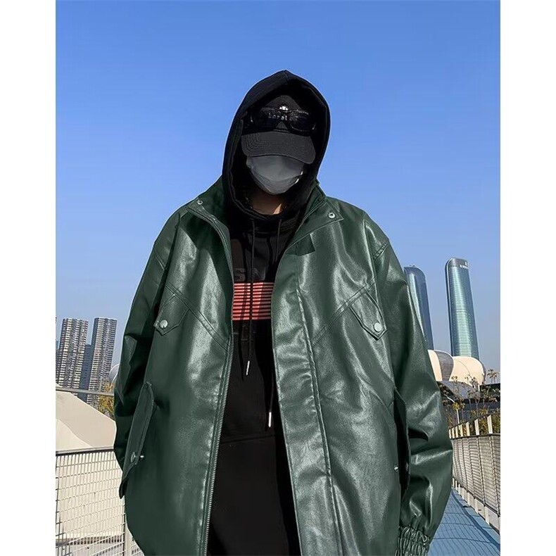 DYR159-P75新款韩版港风皮衣外套男宽松帅气复古美式潮牌皮夹克男,男装皮衣,星座603-2
