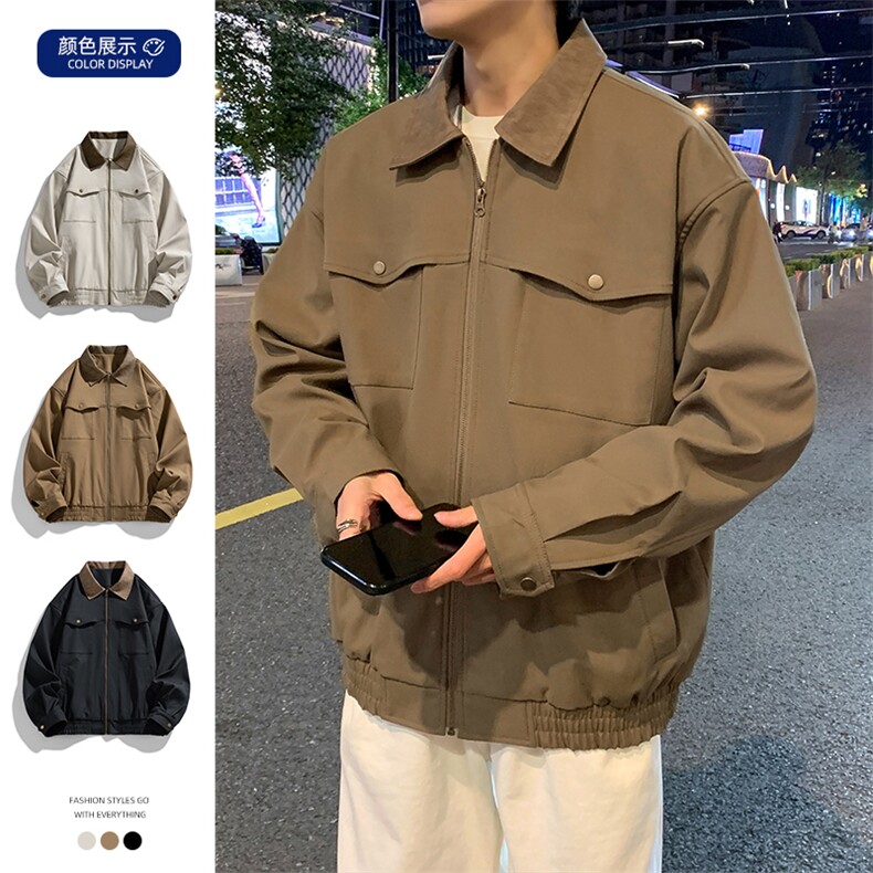 翻领夹克男春季简约宽松潮流百搭上衣服JK266-P73,男装夹克,星座308B-2