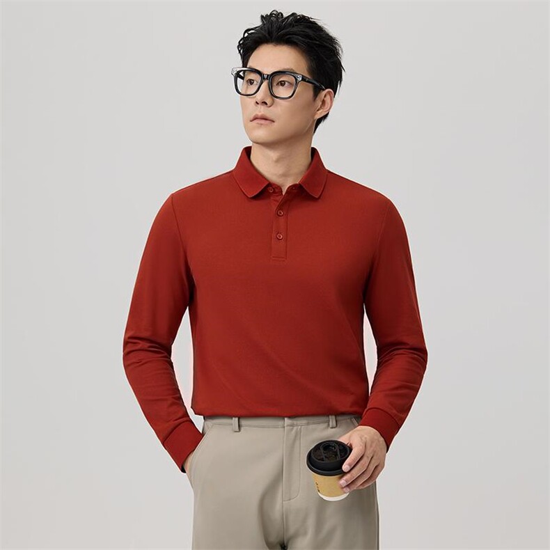 长期款品质长袖翻领多色纯色Polo衫35008-特P48,男装Polo衫,电商D342