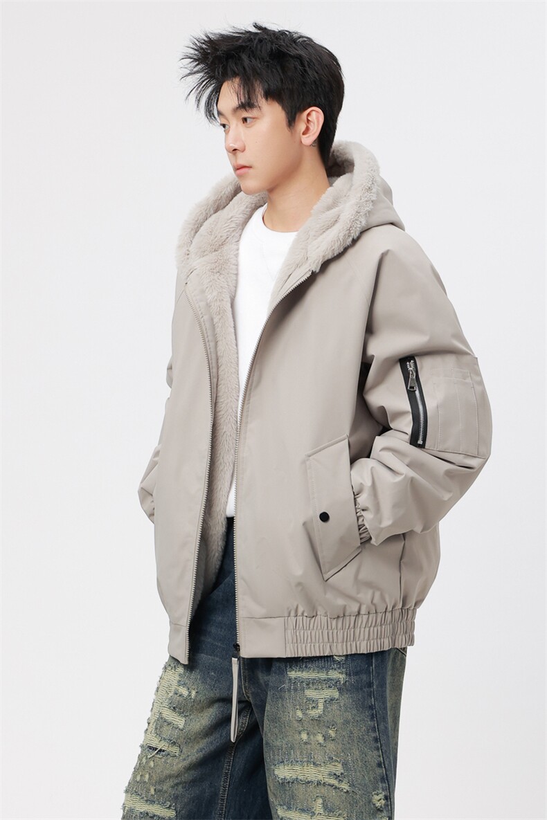 自家图有视频加绒毛领棉衣冬季新款座山松连帽派克棉服M2555p88,男装棉衣,电商D315