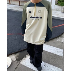 复古长袖运动跑步半拉链情侣训练服T恤，男装T恤，星座716-2