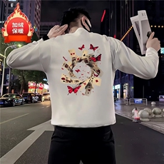 2025秋冬美式男士圆领卫衣学生潮牌扑克印花宽松百搭加绒加厚外套，女装短外套，星座218-8
