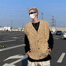 2025新款高街英伦马甲毛衣百搭开衫针织背心男生现货W8352-P58，男装背心/马甲，星座512-4
