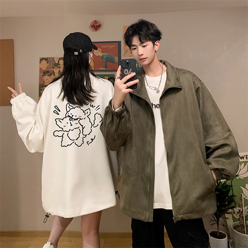麂皮绒夹克男大码立领褂子外套JK85427-P68加绒款-P78,男装夹克,电商A040