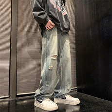 开叉拉链牛仔裤男长裤做旧复古色KD514-P50，男装牛仔裤，电商D312-1