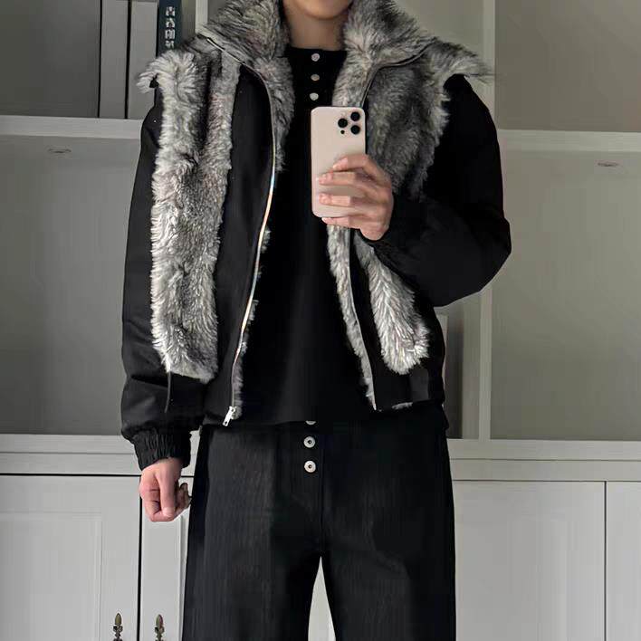 网图慎用加厚加绒立领假两件棉衣冬装情侣外套XZ212-QW3018-P105，男装棉衣，星座212